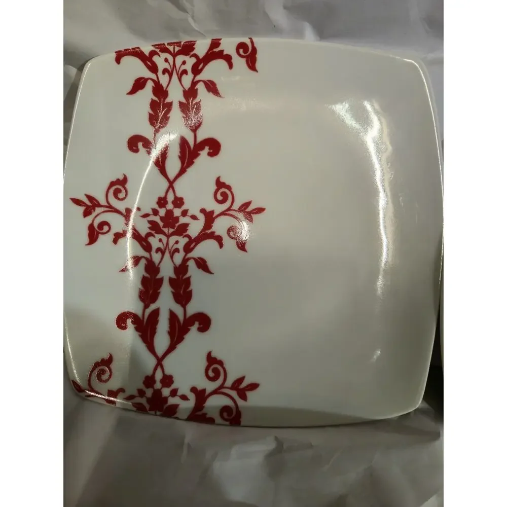 Coventry Antoinette Red Square Plates Lot of 6 Fine China PTS